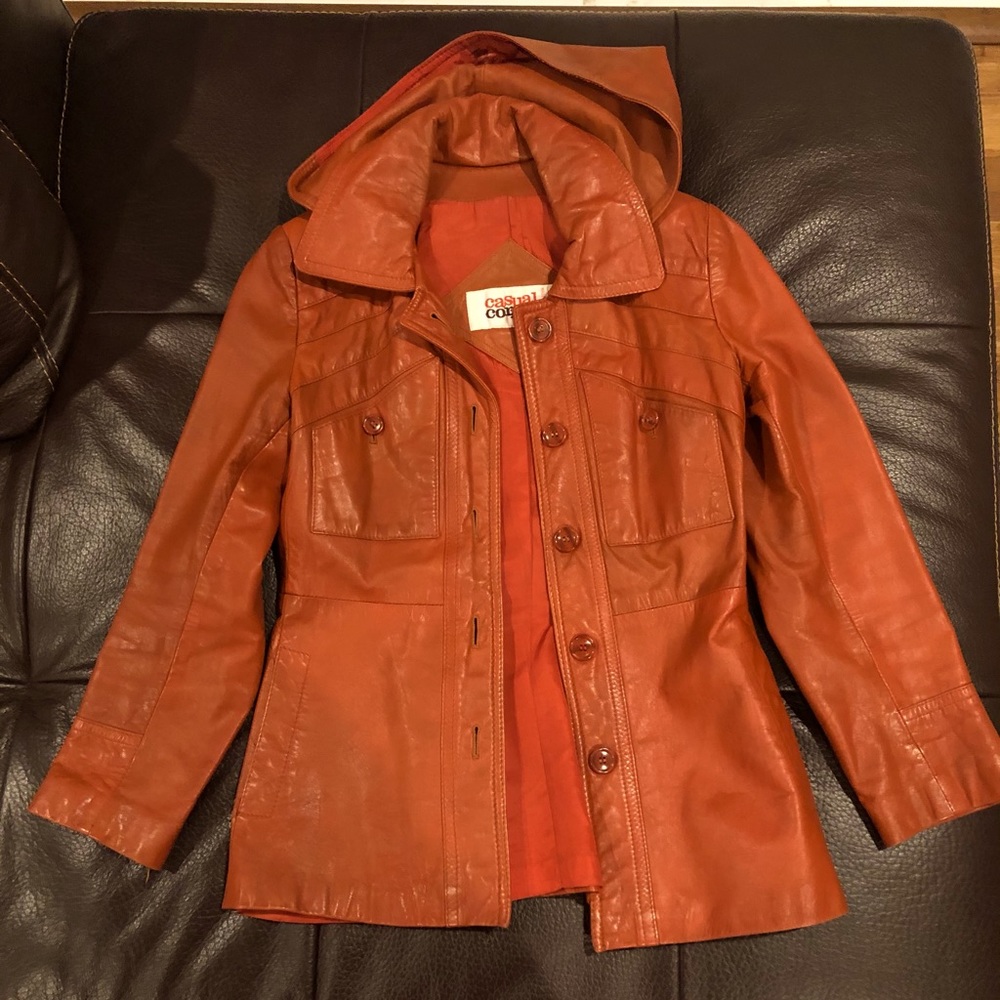 Orange Leather jacket